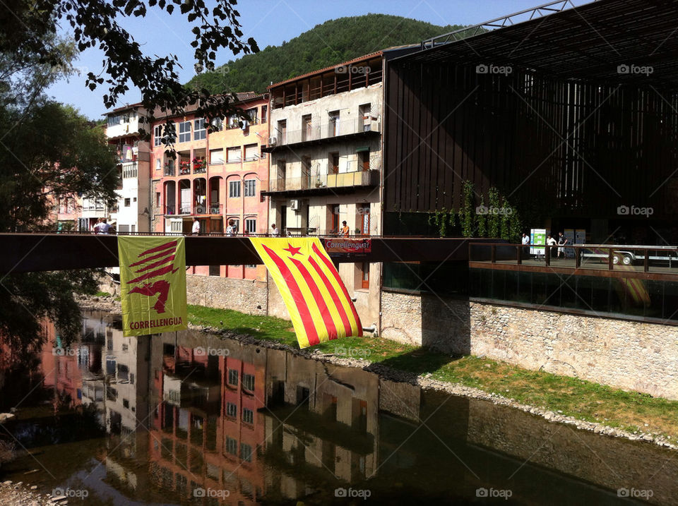 town river houses reflection by xpuig79