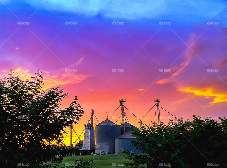Sunset in the grain silo