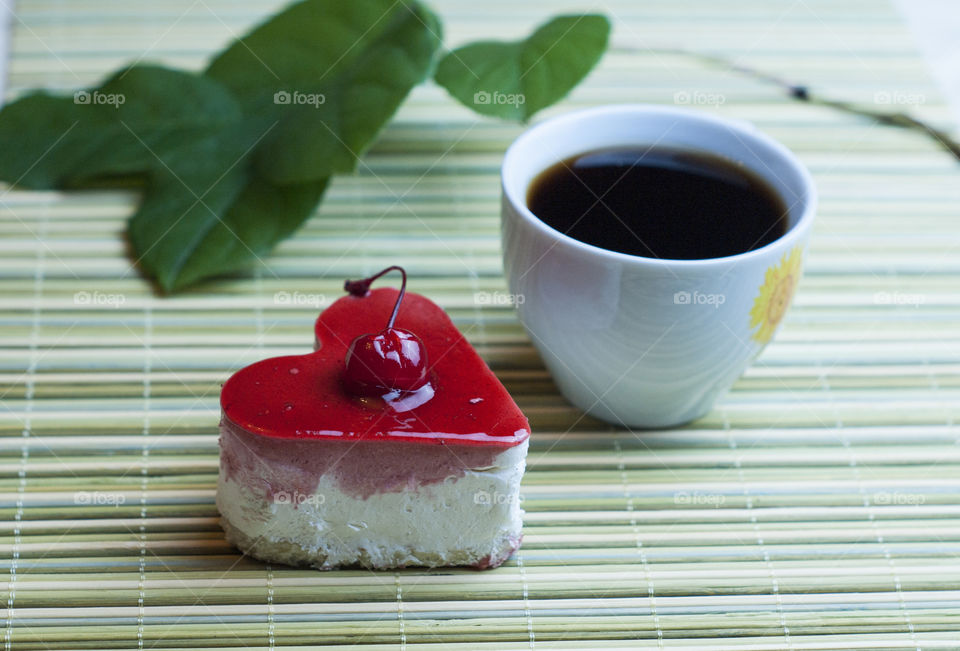 cake with a cup of coffee