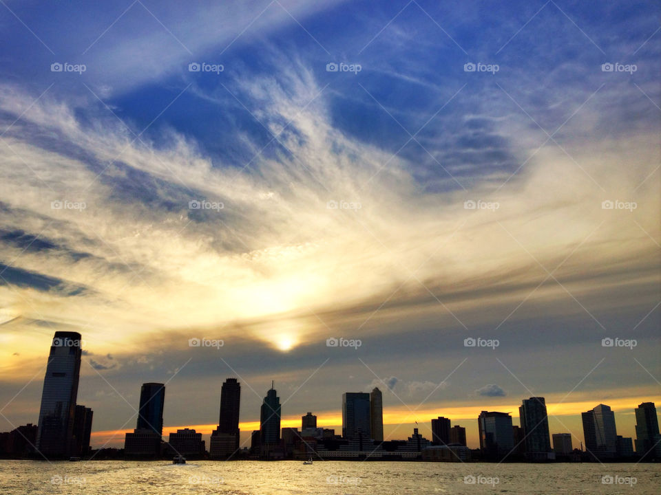city sunset skyline new york by anmorgan1