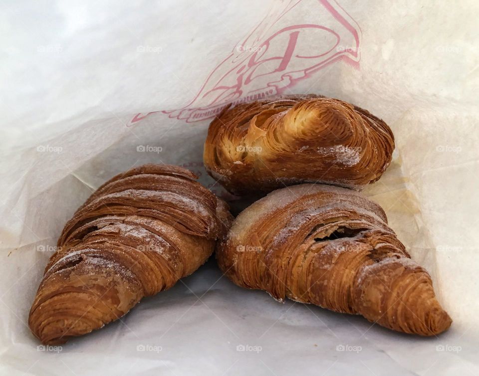 Triangle croissant baked tasty paper bag