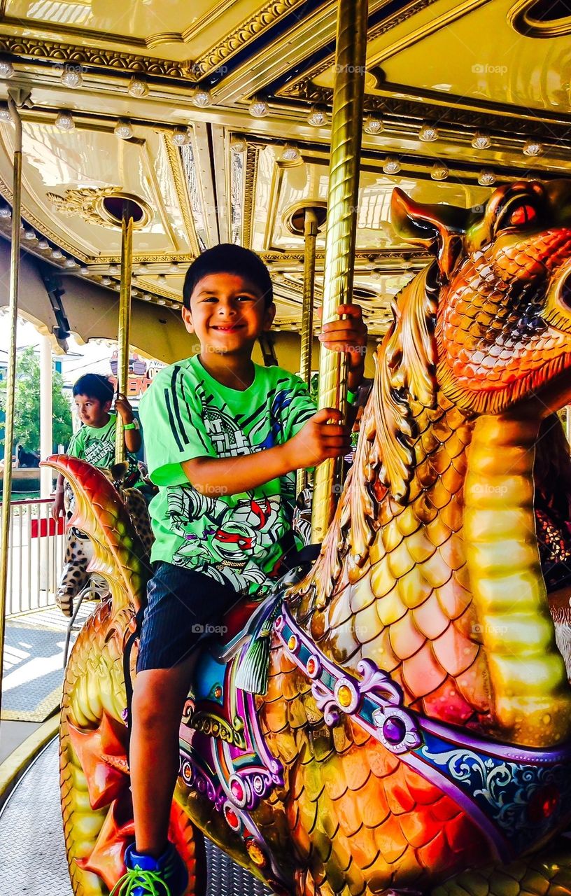 Nephew at the amusement park