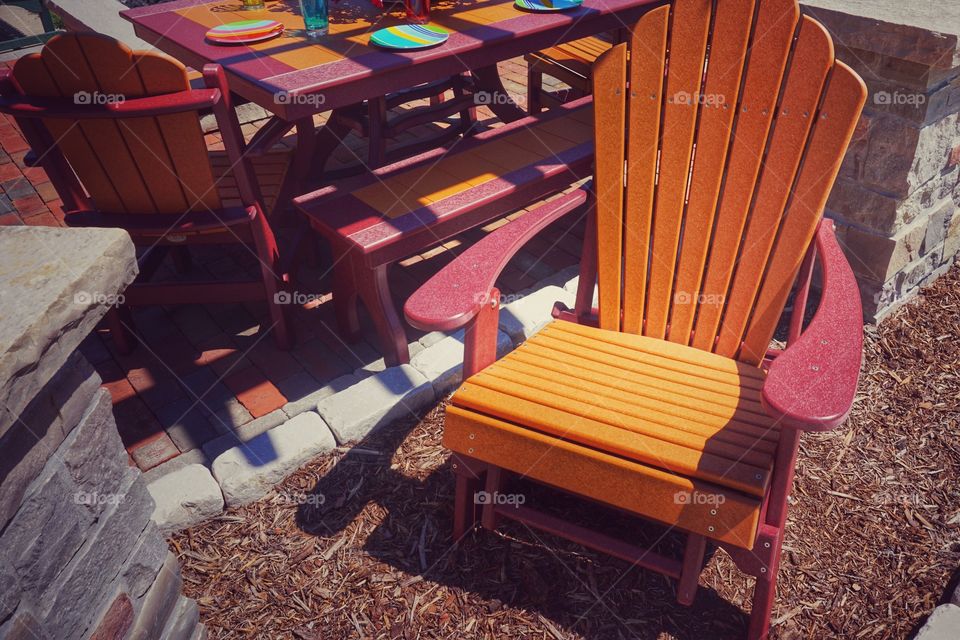 Close-up of empty chair