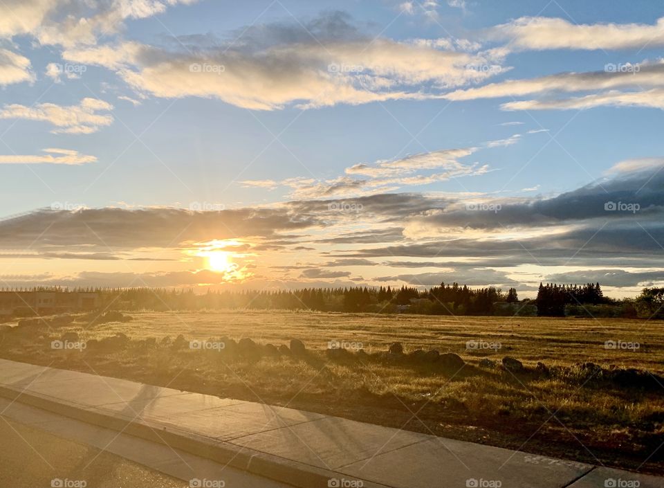 Road trip - blue skies and sunshine while traveling 