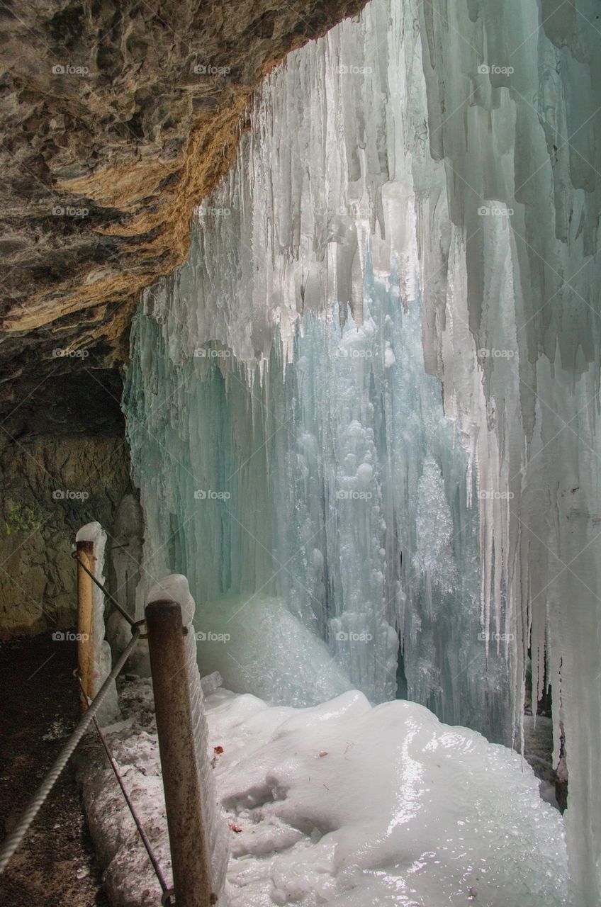 Behind a frozen waterfall 