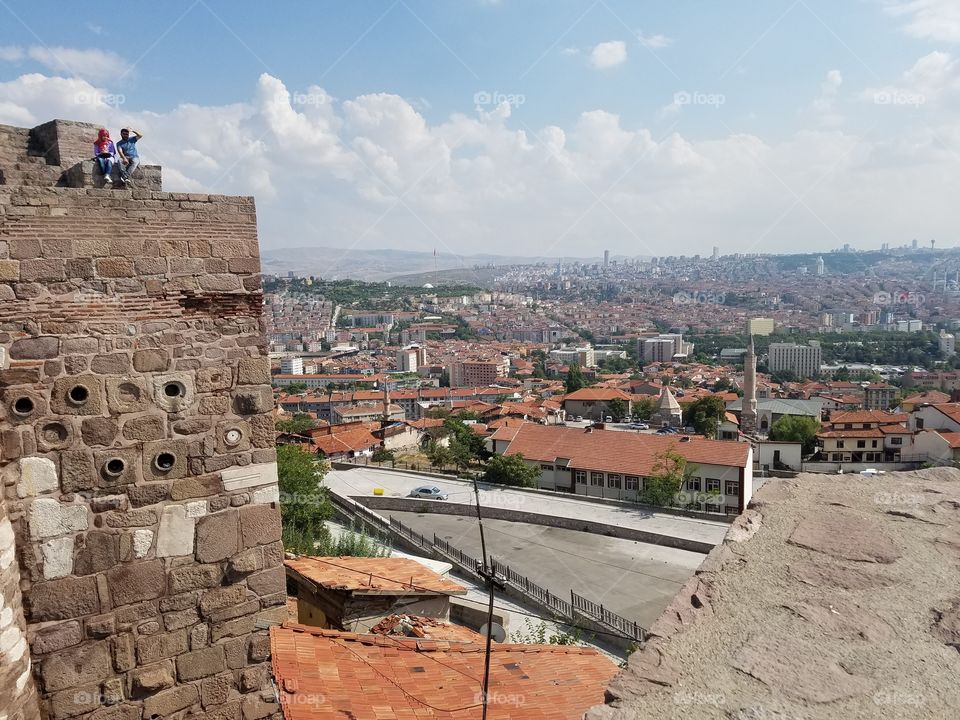 view from the top of Ankara castle in Turkey overlooking the city