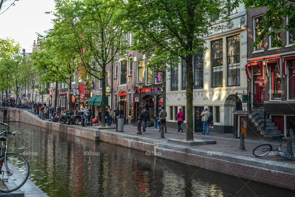 The famous canals in Amsterdam city centre