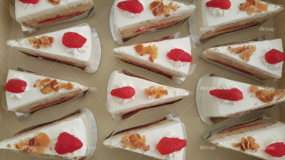 Full frame of strawberry cake