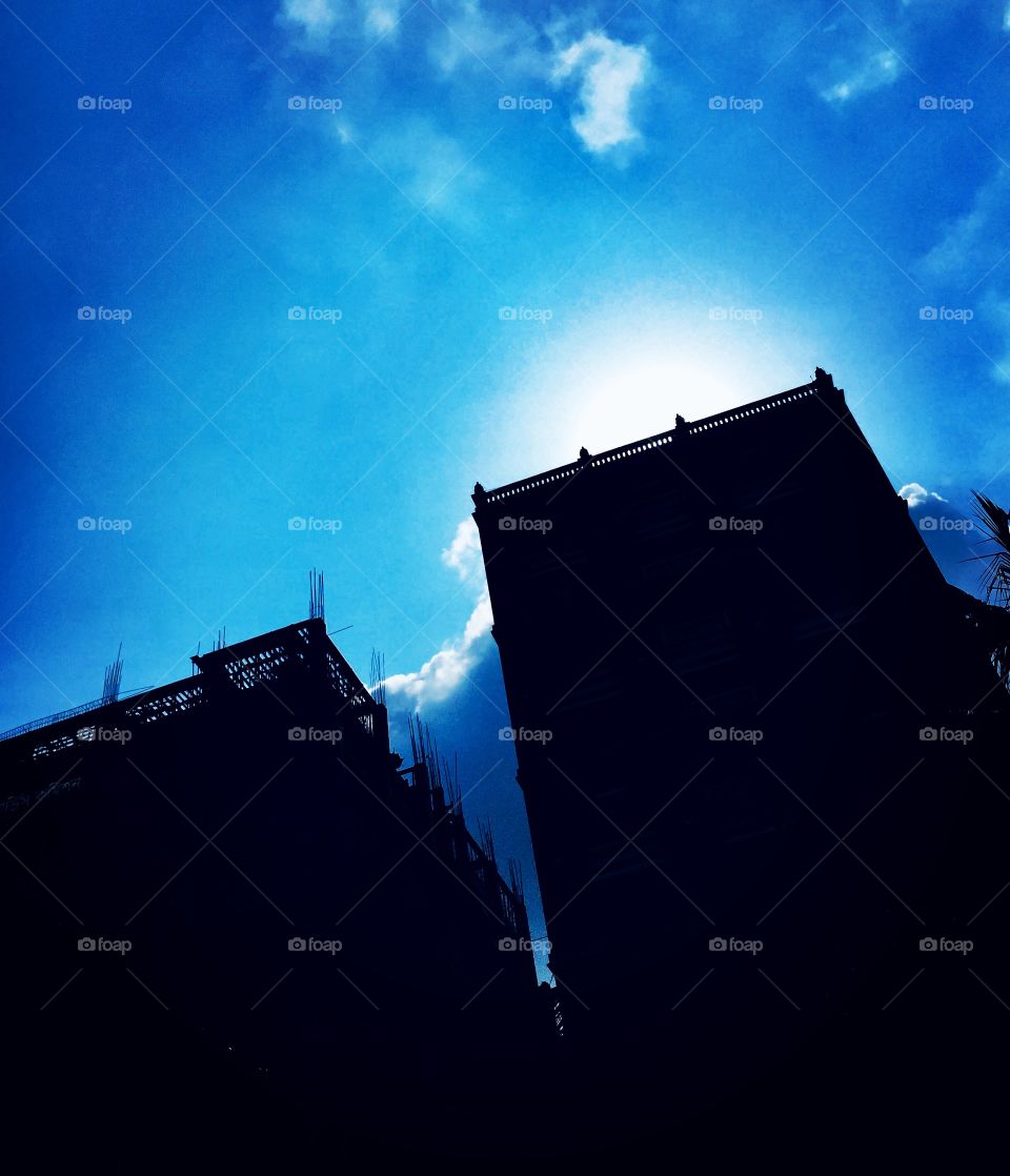 Sunny and bright city sky 