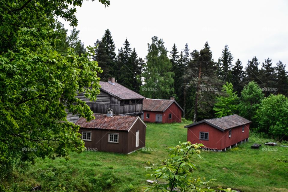 Old houses in Norway captured at Drammen museum 