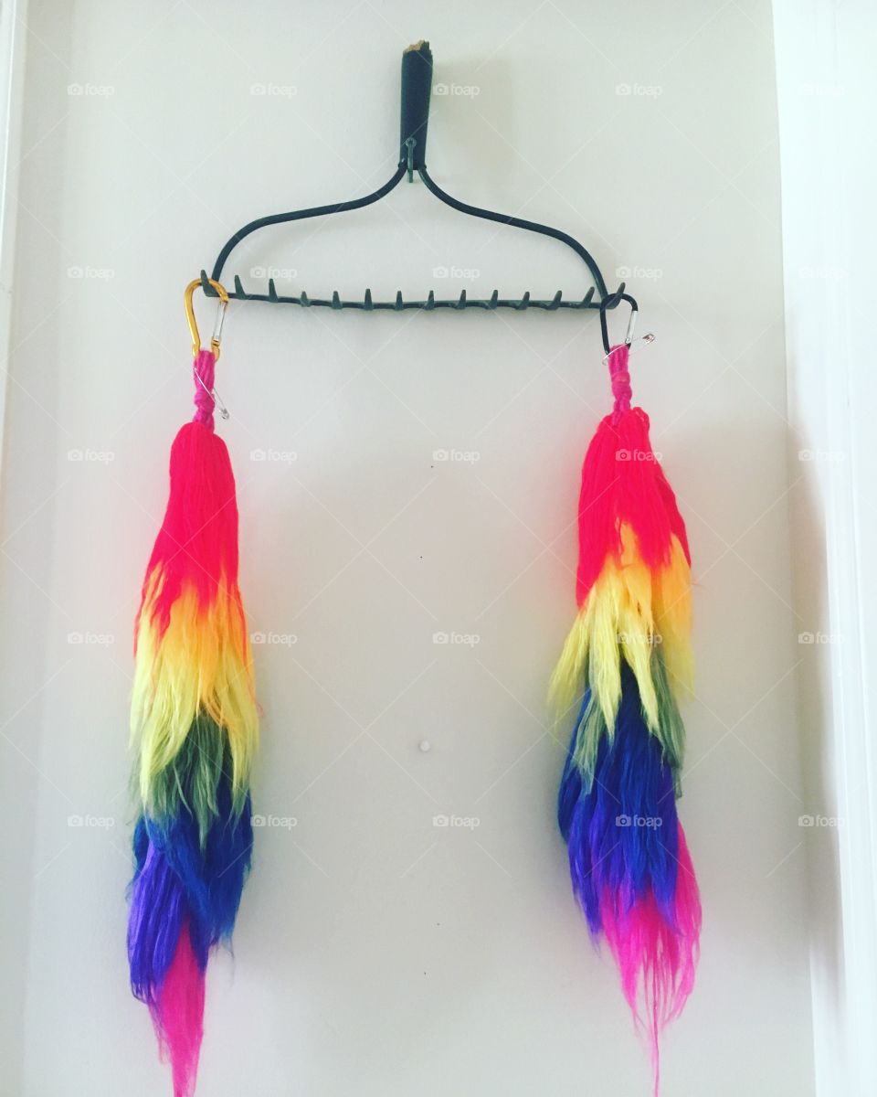 Rainbow yarn tails