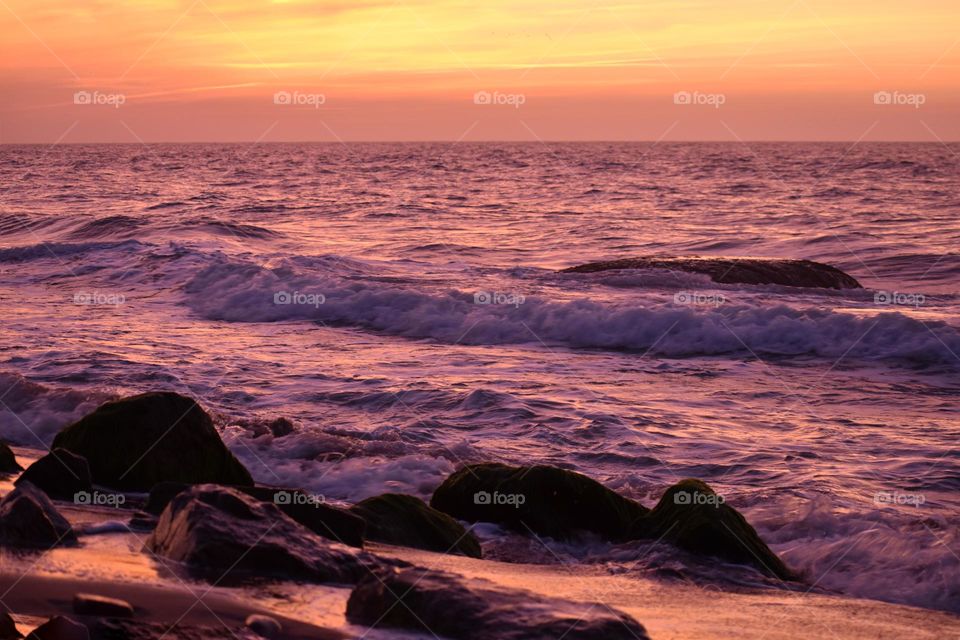 View of the beach during sunrise