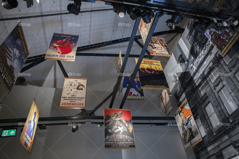 Propaganda Posters Inside At The Resistance Museum At Amsterdam The Netherlands 18-5-2024