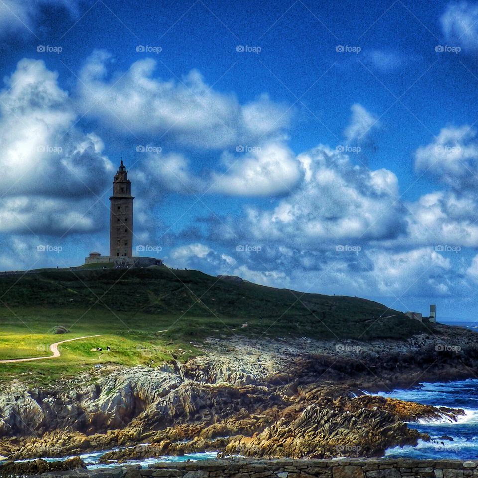 Tower of Hercules, Ancient Roman lighthouse located in A Coruña, Spain 