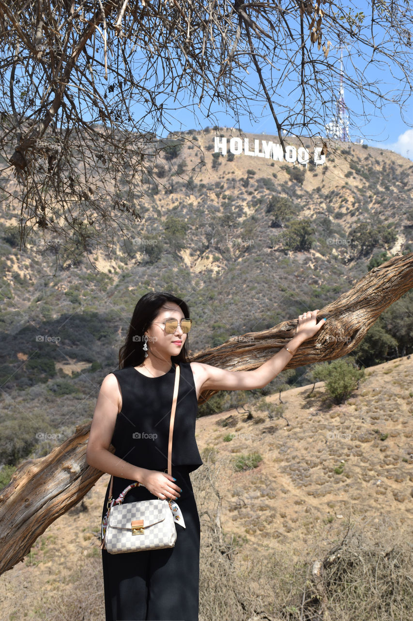 Hollywood sign pose