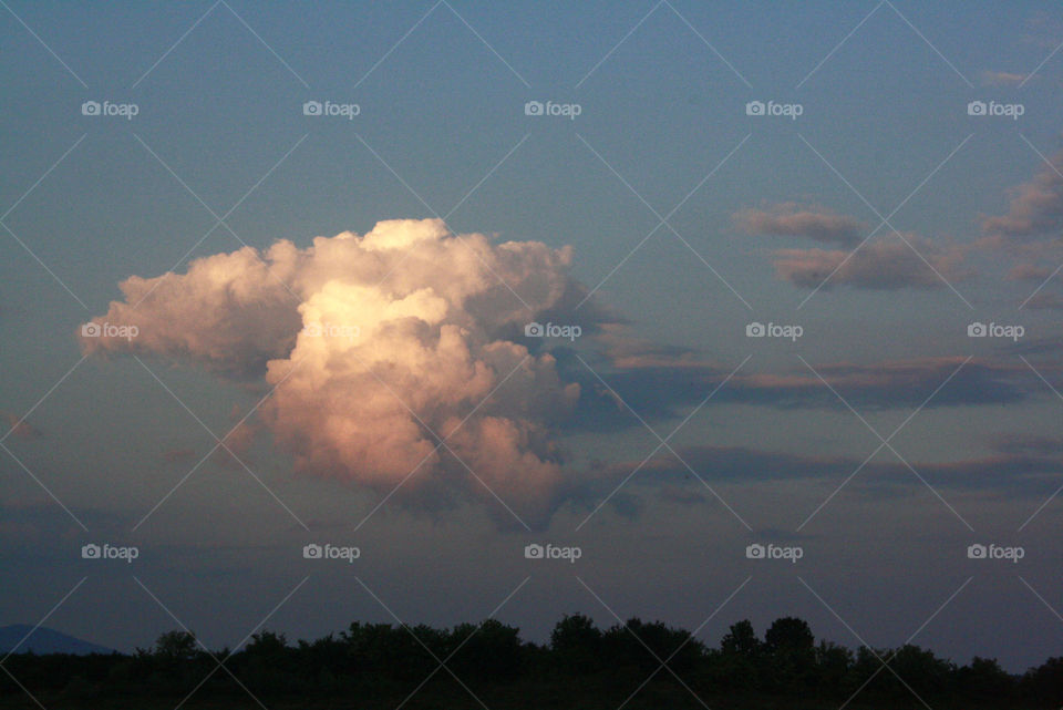 A renaissance cloud in the sky, sunset time