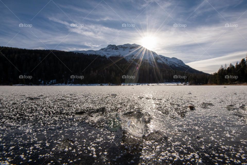 Ice on a lake frozen