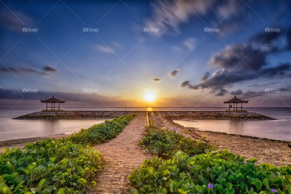 when the sun shining in sanur beach