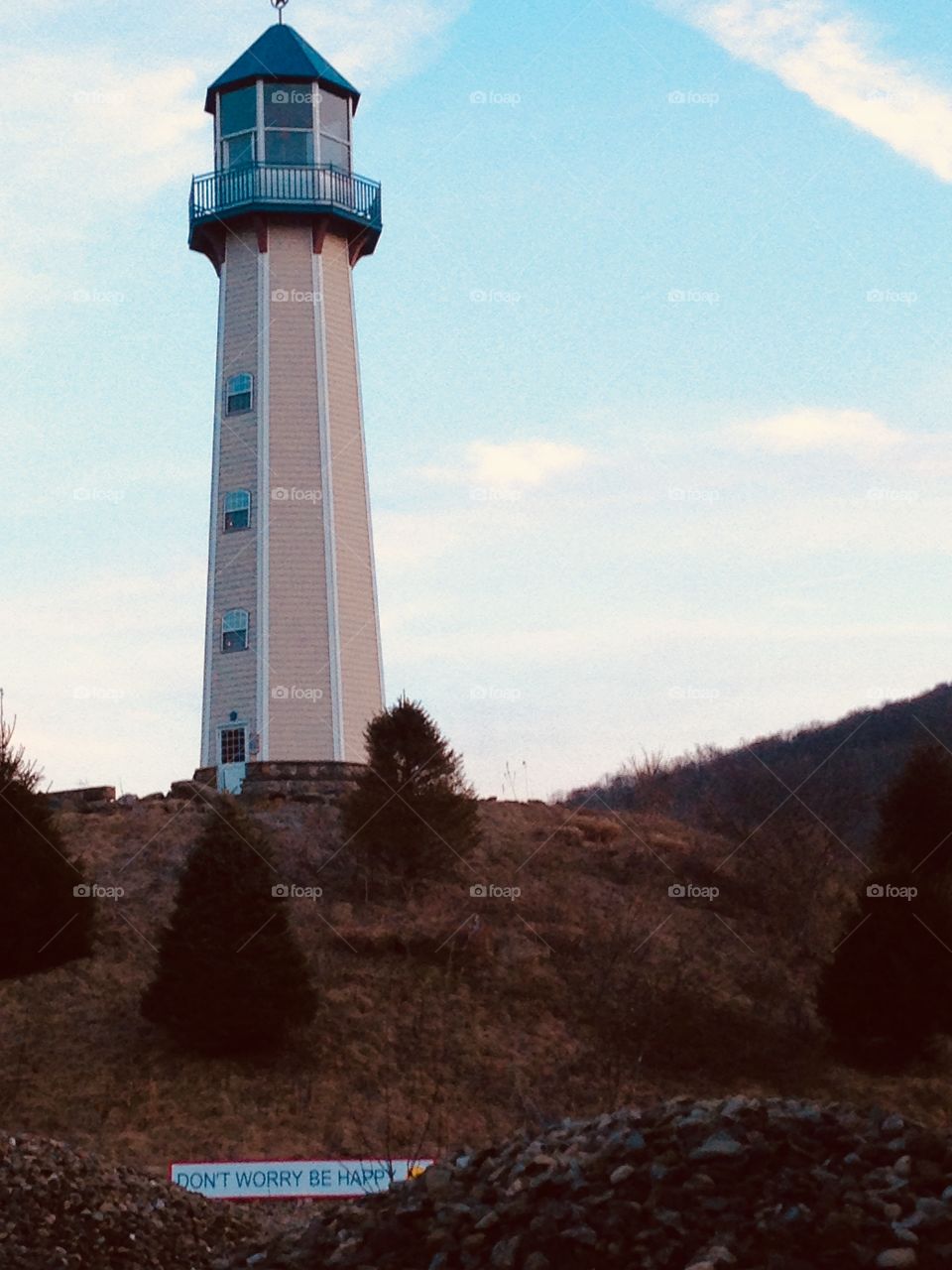 Tionesta PA, lighthouse—Don’t worry be Happy!