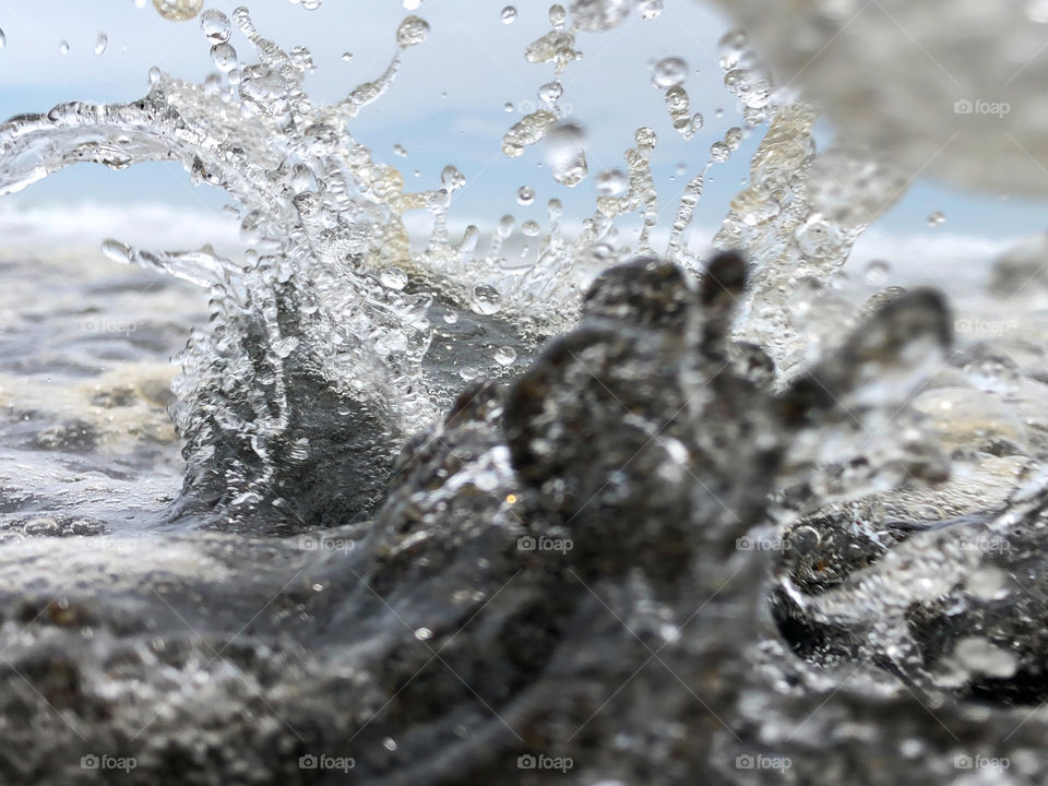 sea ​​water splash on cloudy day