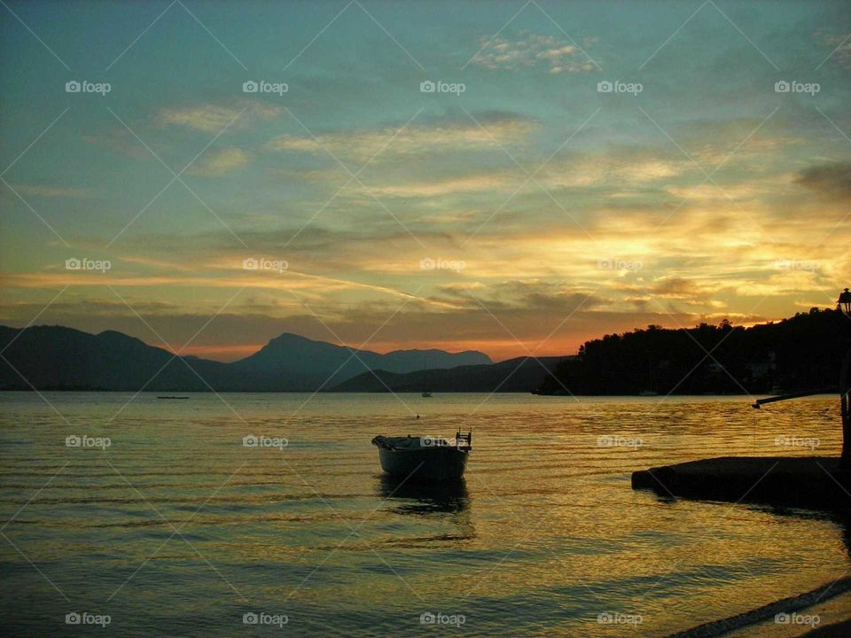 Sunset in Greece. On the Greek Island of Poros