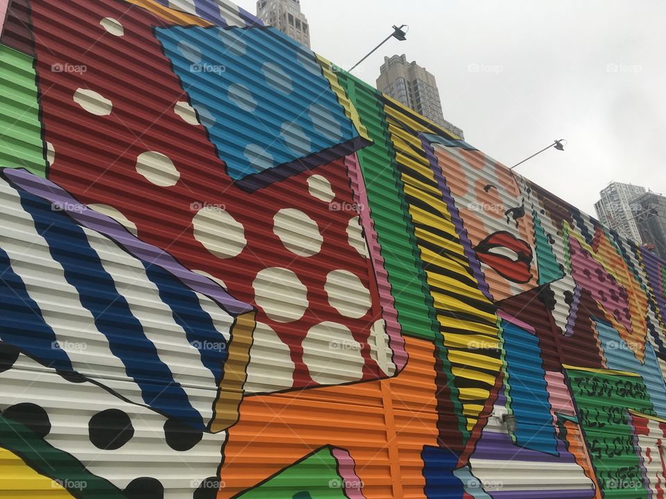 Cool metal pop art wall near One World Trade Center 