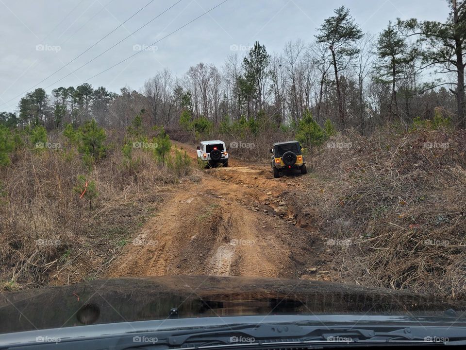 two jeeps offroading