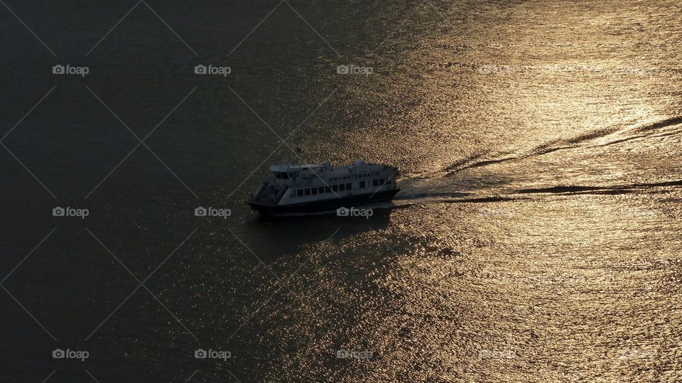 Sunset cruise on Hudson River in New York 