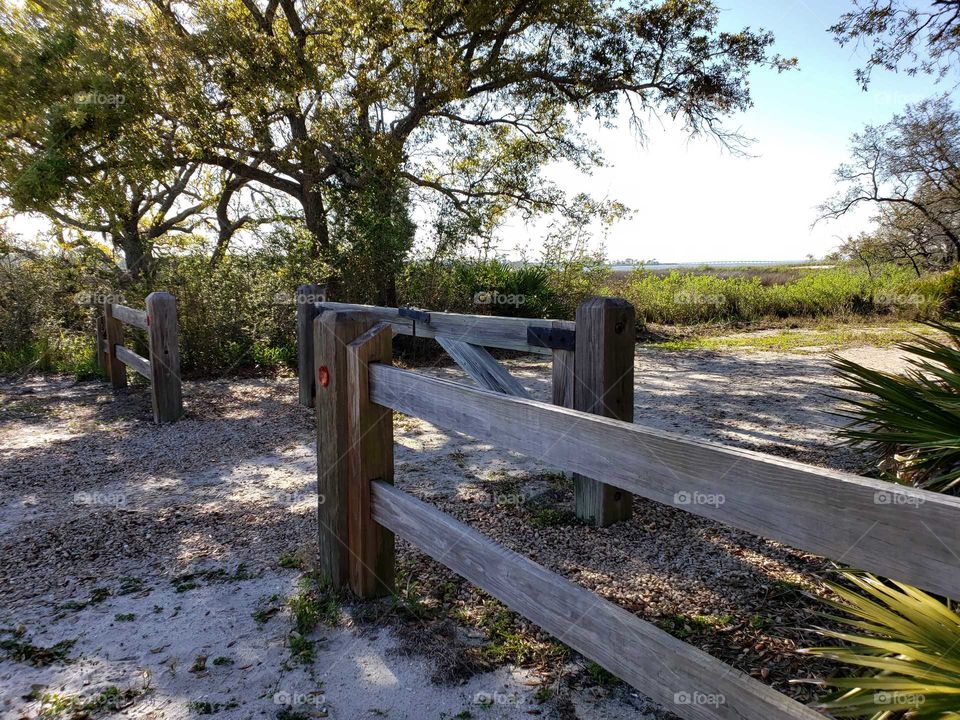 Wooden fence at the coast