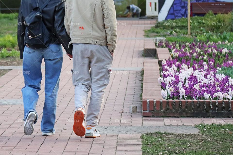 Spring walking together 