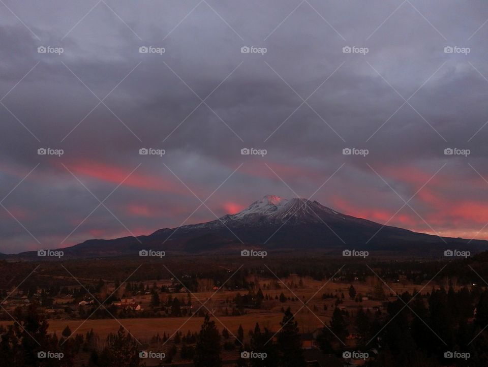 Mt Shasta Firery Sunrise