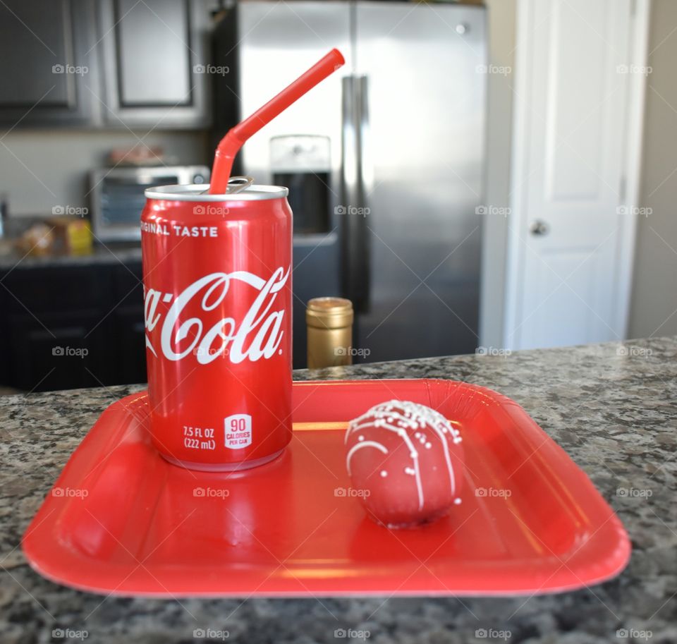 afternoon snack with Coca-Cola and Confections