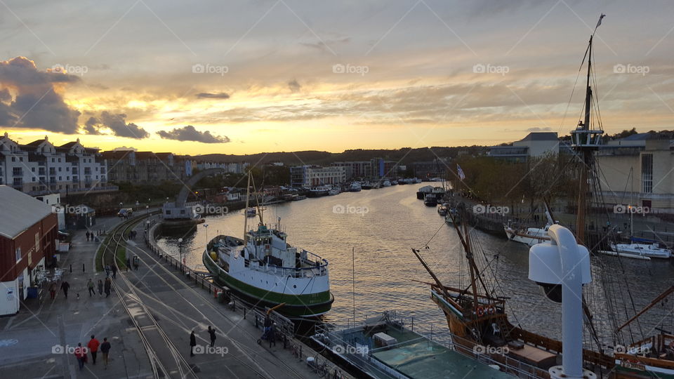 Sunset over the River Avon, Bristol, UK