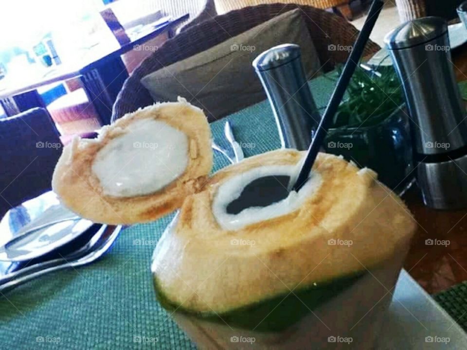 Fresh coconut juice.