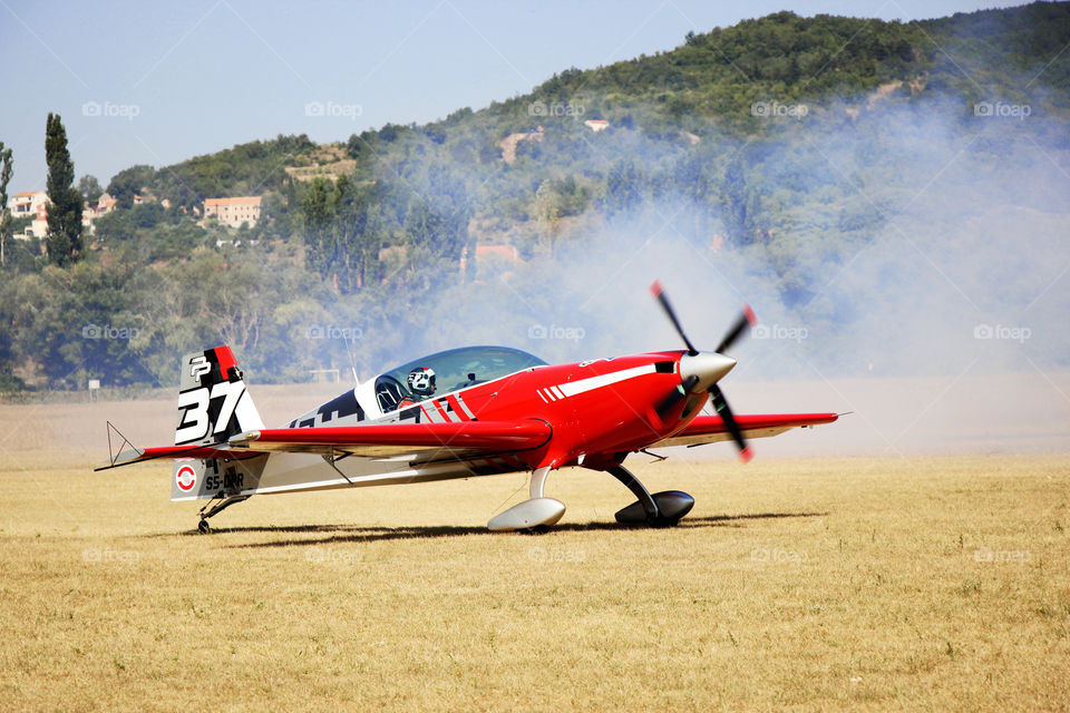 Airplane landed after acrobatic flight