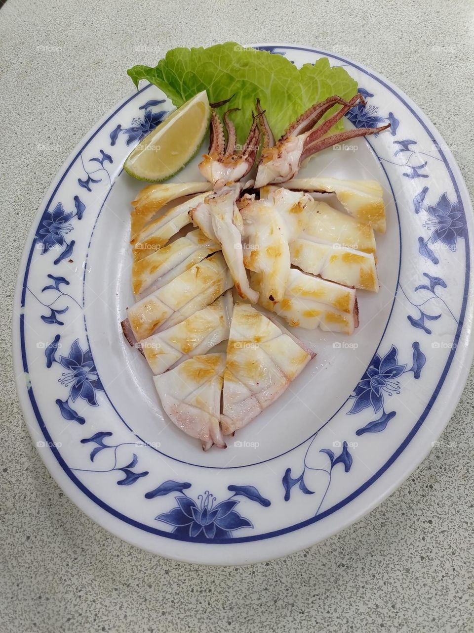 Delicious sea food squid dishes