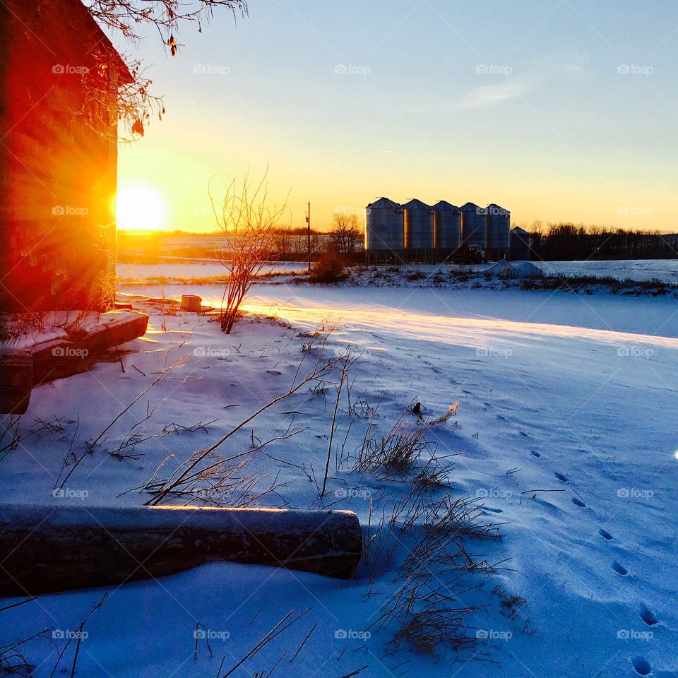 View of winter during sunset