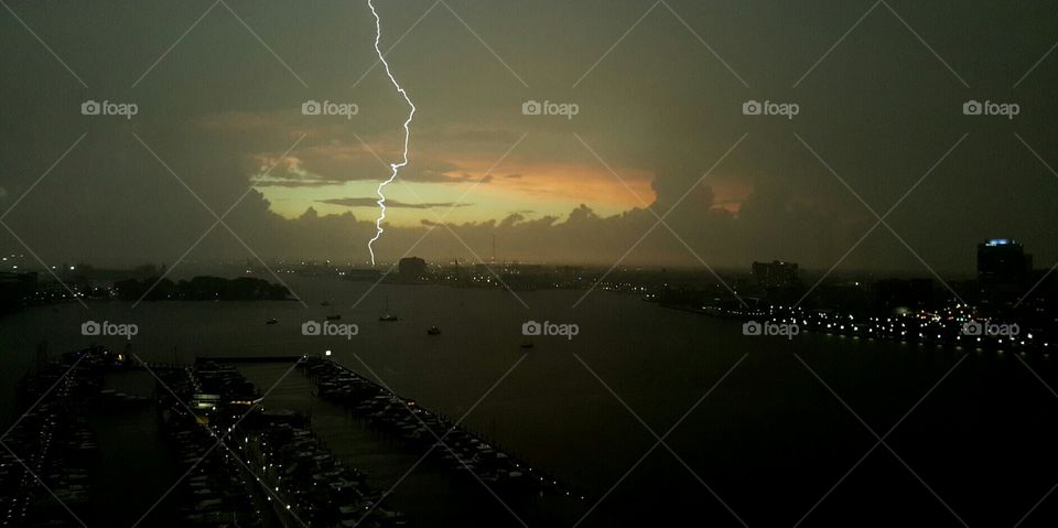 Norfolk VA sunset lightning