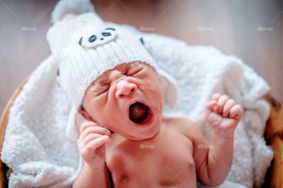 High angle view of baby sleeping