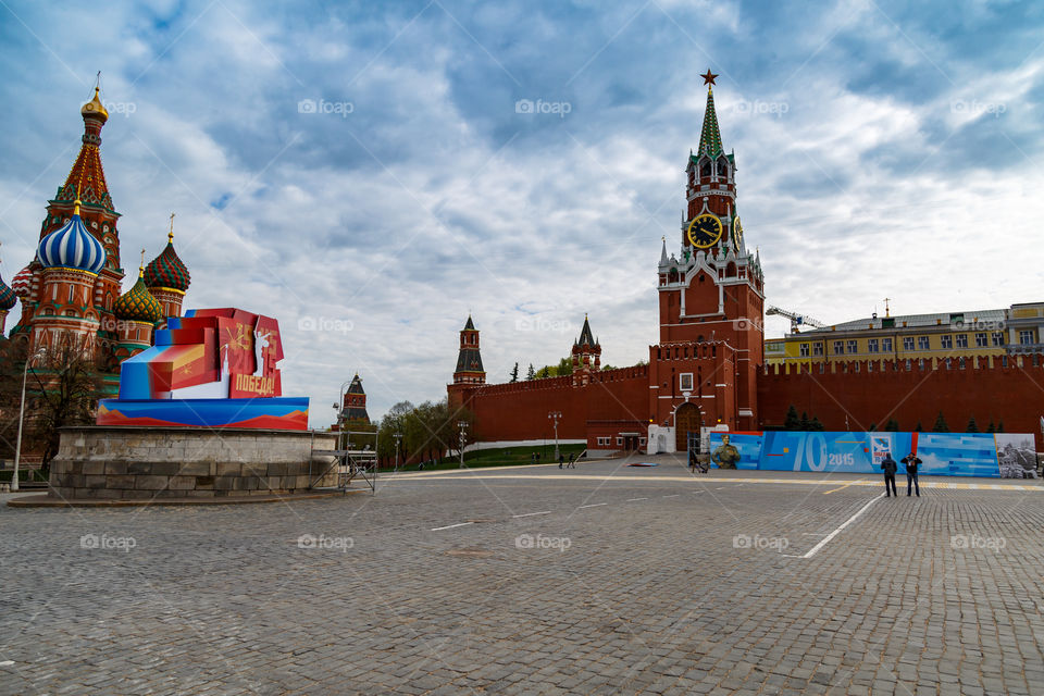 Red Square, Vasilyevsky Spusk. The Spasskaya Tower. 