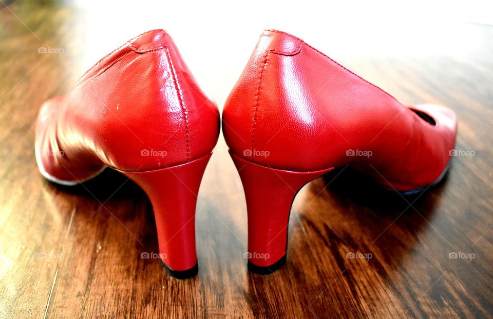 red woman's high heel shoes fashion