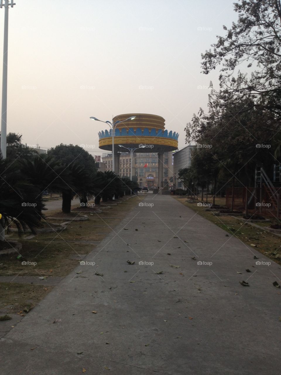 Autumn in the lonely park alley of Yiwu