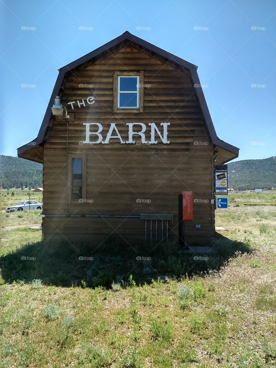 Wood cabin called "The Barn" in Mountain Valley of high Desert southwest USA