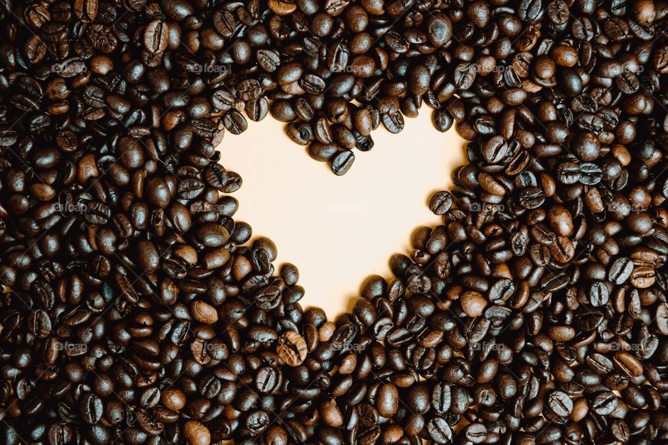 Heart with coffee beans