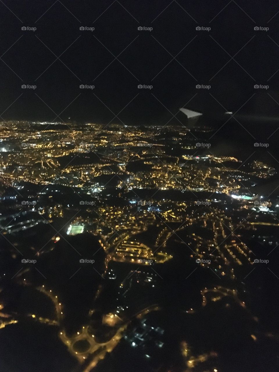 City lights by plane