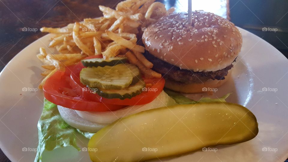 Burger and fries