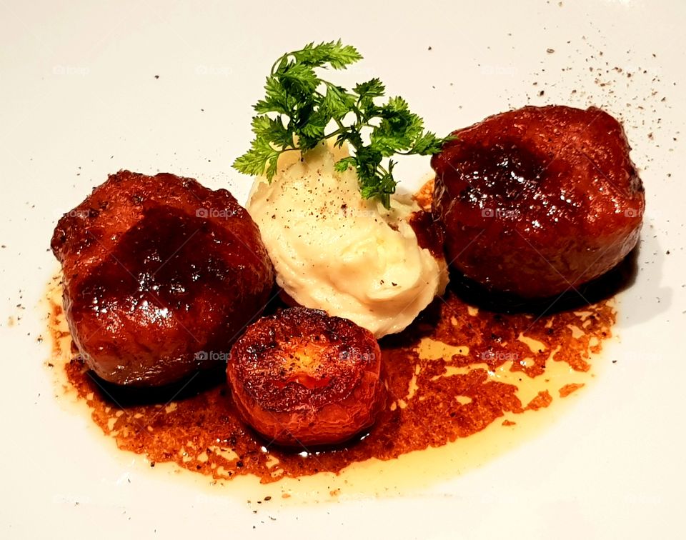 Pork steak with mash potato