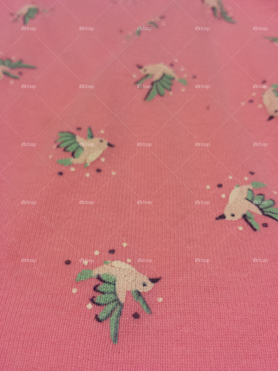 Little Birds on Pink Fabric