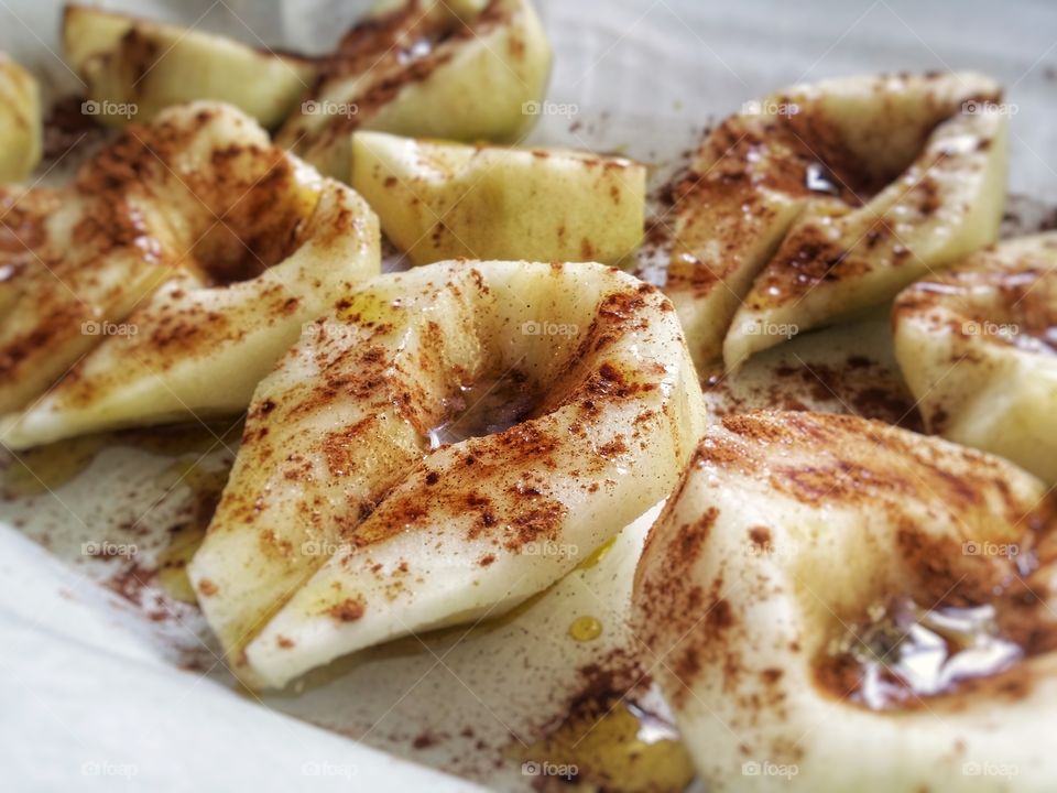 Cinnamon baked pears ready for the oven first sign of autumn