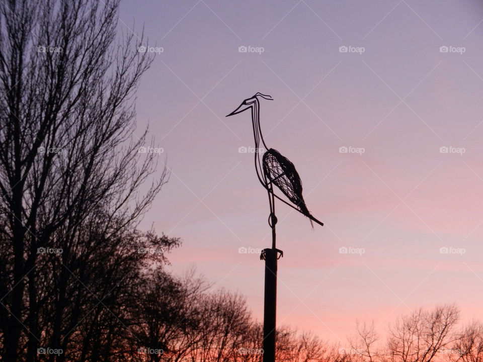Bird statue.